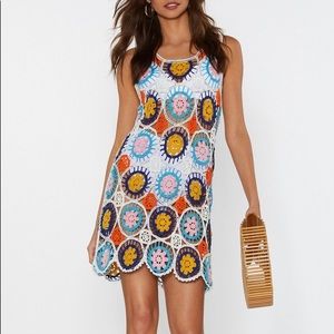 NEW Colorful boho Crochet Mini Dress or Coverup